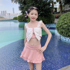 Bộ đồ bơi hai mảnh áo hai dây thắt nơ phối với váy ngắn kiểu dáng công chúa dễ thương