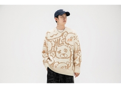 Áo len unisex dệt hình gấu phong cách Nhật Bản