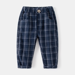 Quần dài cotton mềm mại họa tiết sọc caro cho bé trai