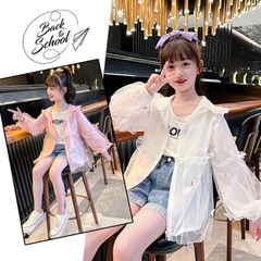 Áo khoác chống nắng vải mỏng thoáng khí họa tiết bướm thời trang dành cho bé gái
