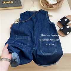 Bộ áo liền quần vải jean dáng rộng phong cách Hàn Quốc dành cho bé gái