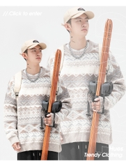 Áo len dệt kim unisex họa tiết Fair Isle hot trend
