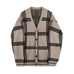 Áo len nam cardigan dài tay kẻ sọc phong cách Hàn Quốc