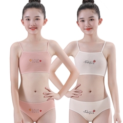 Bộ đồ lót hai dây vải cotton nguyên chất dành cho bé gái thời kỳ phát triển