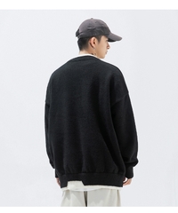 Áo len unisex giả hai lớp form rộng phong cách retro