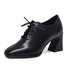 Giày boots cổ ngắn buộc dây miệng sâu mới