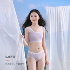 Bộ đồ lót hai mảnh kiểu dáng đơn giản dành cho bé gái đi học