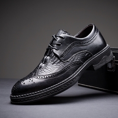 Giày nam kiểu dáng giày Brogue với hai lớp da bò cao cấp