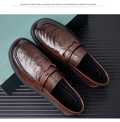 Giày lười nam phong cách retro chất da bò mềm mại, đế cao su êm ái