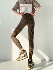 Quần legging dài chín tấc ôm dáng vải in độc đáo, phong cách Hàn Quốc dành cho nữ
