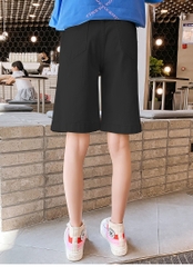 Quần 5 tấc vải cotton lưng cao co giãn thời trang dành cho bé gái