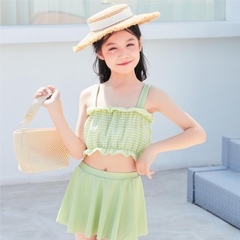 Bộ đồ bơi hai mảnh áo hai dây phối với váy thời trang chống nắng, mau khô dành khô bé gái