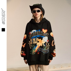 Áo hoodie OVDY unisex lông cừu in hình họa tiết rực rỡ