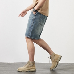 Quần short jean nam ống suông phối bạc màu phong cách Hàn Quốc