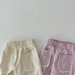 Quần dài túi phối ren thời trang dành cho bé gái