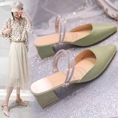 Giày sục mũi nhọn đính đá lấp lánh