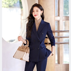 Bộ đồ vest cao cấp với thiết kế hai hàng khuy sang trọng, phong cách công sở dành cho nữ