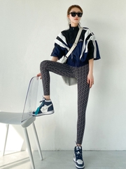 Quần legging dài chín tấc ôm dáng vải in độc đáo, phong cách Hàn Quốc dành cho nữ
