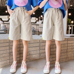 Quần 5 tấc vải cotton lưng cao co giãn thời trang dành cho bé gái
