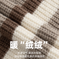 Áo len unisex kẻ sọc màu tương phản phong cách retro