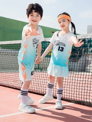 Bộ đồ thể thao bóng rổ ngắn tay cổ tròn loang màu cho bé trai
