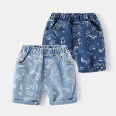 Quần short denim in họa tiết hoạt hình cho bé trai