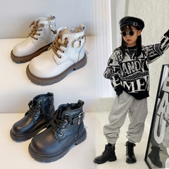Giày boot Martin cổ thấp đế mềm chất da bò mềm mại cho bé gái