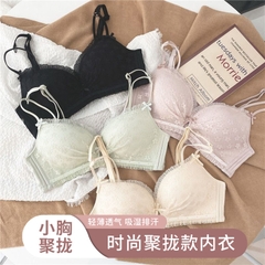 Bộ đồ lót nữ phối ren cổ chữ V sâu gợi cảm, không có gọng thép thoải mái dành cho nữ