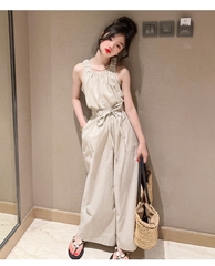 Bộ áo hai dây và quần ống rộng thời trang dành cho bé gái