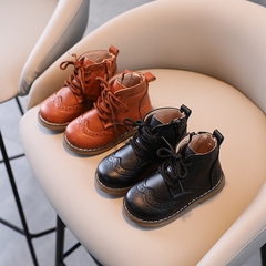 Giày boot Martin đế mềm khóa kéo một bên phong cách Hàn Quốc cho bé gái