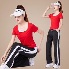 Đồ thể thao nữ mới tay ngắn, quần dài thích hợp vận động
