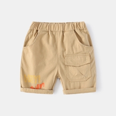 Quần short kaki in chữ phối túi hộp cho bé trai