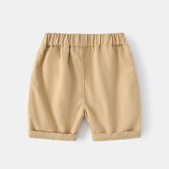 Quần short kaki in chữ phối túi hộp cho bé trai