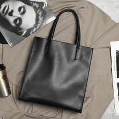Túi xách da PU đen trơn kiểu dáng đơn giản nhẹ nhàng