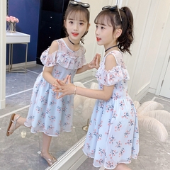 Đầm bé gái kiểu dáng mỏng hở vai phối ren phong cách Hàn Quốc dành cho bé gái