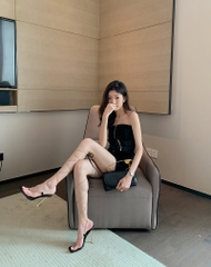 Giày sandal cao gót quấn quai ngang cá tính dành cho nữ mùa hè