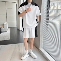 Bộ đồ nam áo cổ polo kéo khóa phối màu hợp thời trang