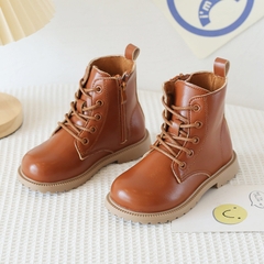 Giày boot Martin cổ thấp phong cách Anh Quốc khóa kéo một bên cho bé gái