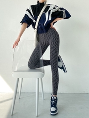 Quần legging dài chín tấc ôm dáng vải in độc đáo, phong cách Hàn Quốc dành cho nữ