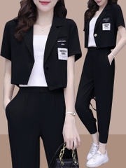Bộ đồ vest tay ngắn quần dài kiểu dáng phương Tây, phong cách thời trang nữ tính