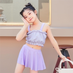Bộ đồ bơi hai mảnh áo hai dây phối với váy thời trang chống nắng, mau khô dành khô bé gái