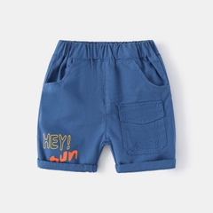 Quần short kaki in chữ phối túi hộp cho bé trai