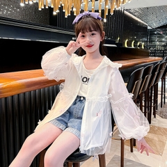 Áo khoác chống nắng vải mỏng thoáng khí họa tiết bướm thời trang dành cho bé gái