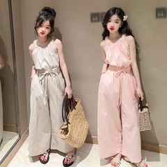 Bộ áo hai dây và quần ống rộng thời trang dành cho bé gái