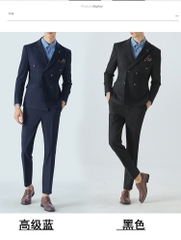 Bộ đồ vest nam kẻ sọc thanh lịch thời trang phong cách Anh Quốc