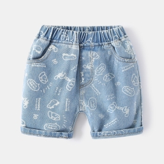 Quần short denim in họa tiết hoạt hình cho bé trai