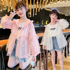 Áo khoác chống nắng vải mỏng thoáng khí họa tiết bướm thời trang dành cho bé gái