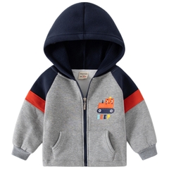 Áo khoác lông cừu khóa kéo kiểu dáng hoodie in hình dành cho bé trai