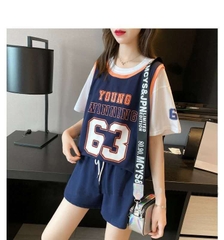 Bộ đồ thể thao nữ hai mảnh có in số kiểu dáng rộng rãi, thoải mái size lớn