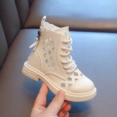Giày boot Martin UNMUN lỗ thoáng khí khóa kéo sau cho bé gái